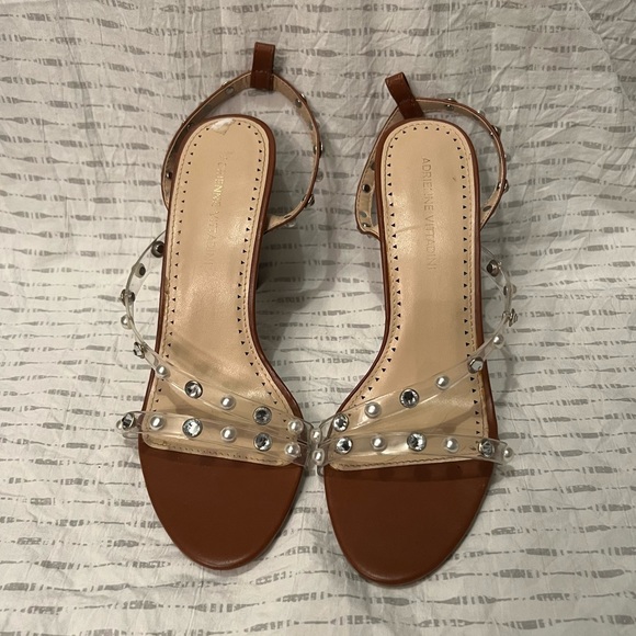 Adrienne Vittadini Glow-2 Strappy Crystal Sandal Heels in Cognac - Picture 4 of 8